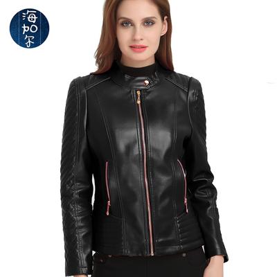 Classic Autumn Winter Women's Pu Motorcycle Leather Jacket Short Small