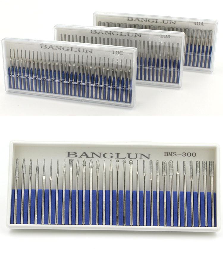Banglun Diamond 3mm Alloy Grinding Head Set: Jade Carving, Cylindrical, Conical, Ball Needles