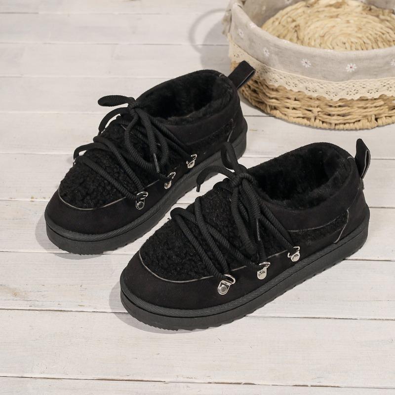 Thick-soled Cross-strap Autumn and Winter New Fashionable Velvet Thickened Thermal Short Tube One-pedal Elastic Snow Boots