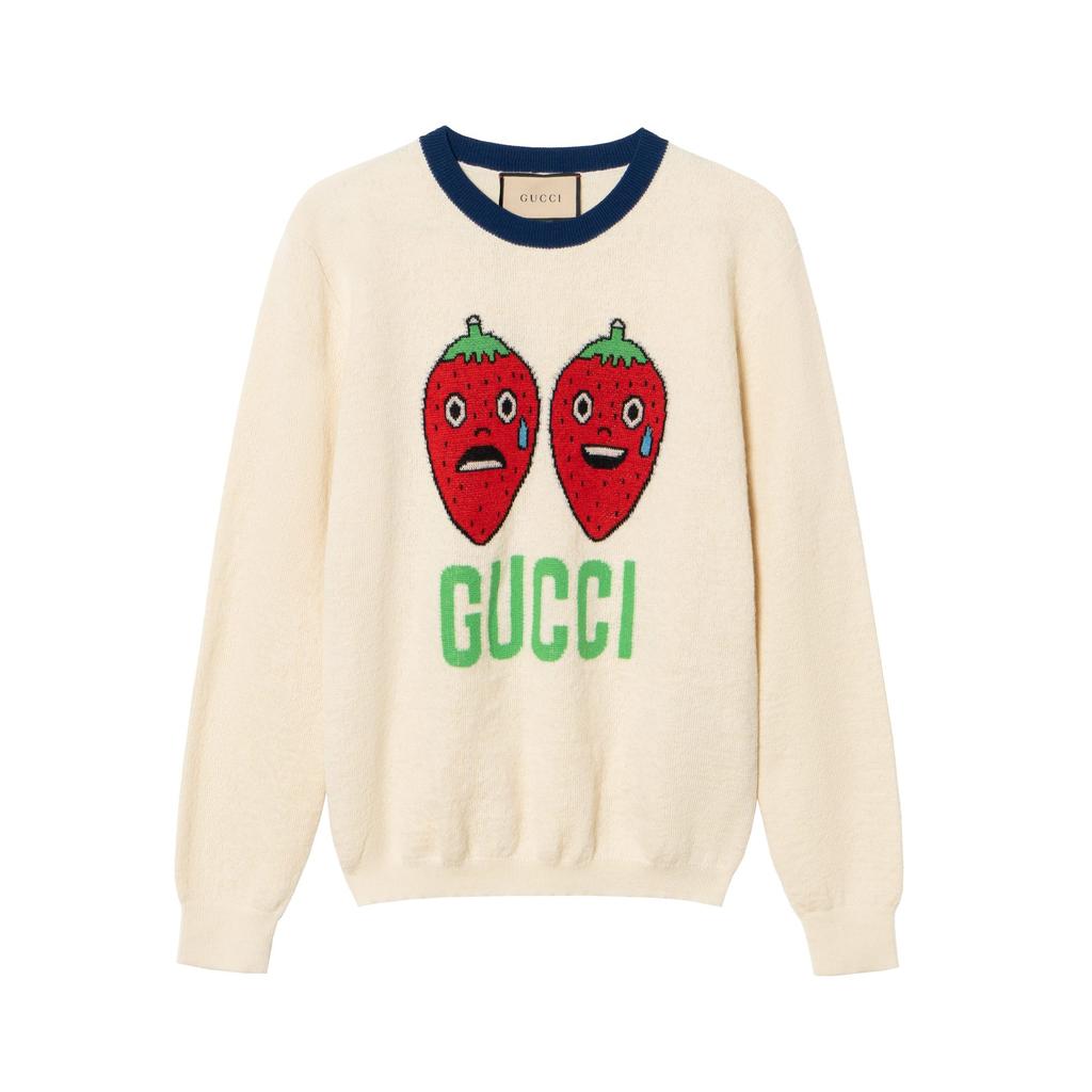 Gucci Sweaters Men's Ecru Crew Neck Moderate 696583-XKCFZ-9182