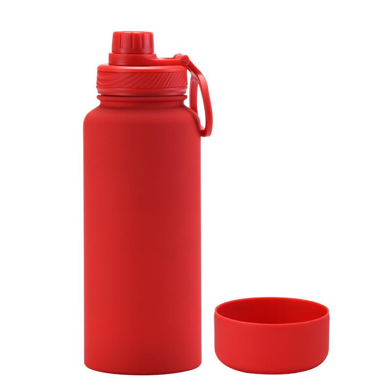 1L Large-Capacity Thermos Cup With Non-Slip Bottom, Portable Outdoor Sports Kettle, Frosted Water Cup