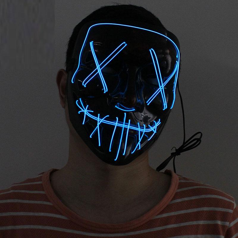 Halloween Luminous Masks Led Scary Glowing Masque Masquerade Party Masks Funny Masks with Lights for Men Cosplay Costume Props