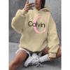 Calvin Graphic Hoodie Women's Plus Size "Calvin" Graphic Hoodie - Casual Long Sleeve Pullover with Pockets Y2k Clothes