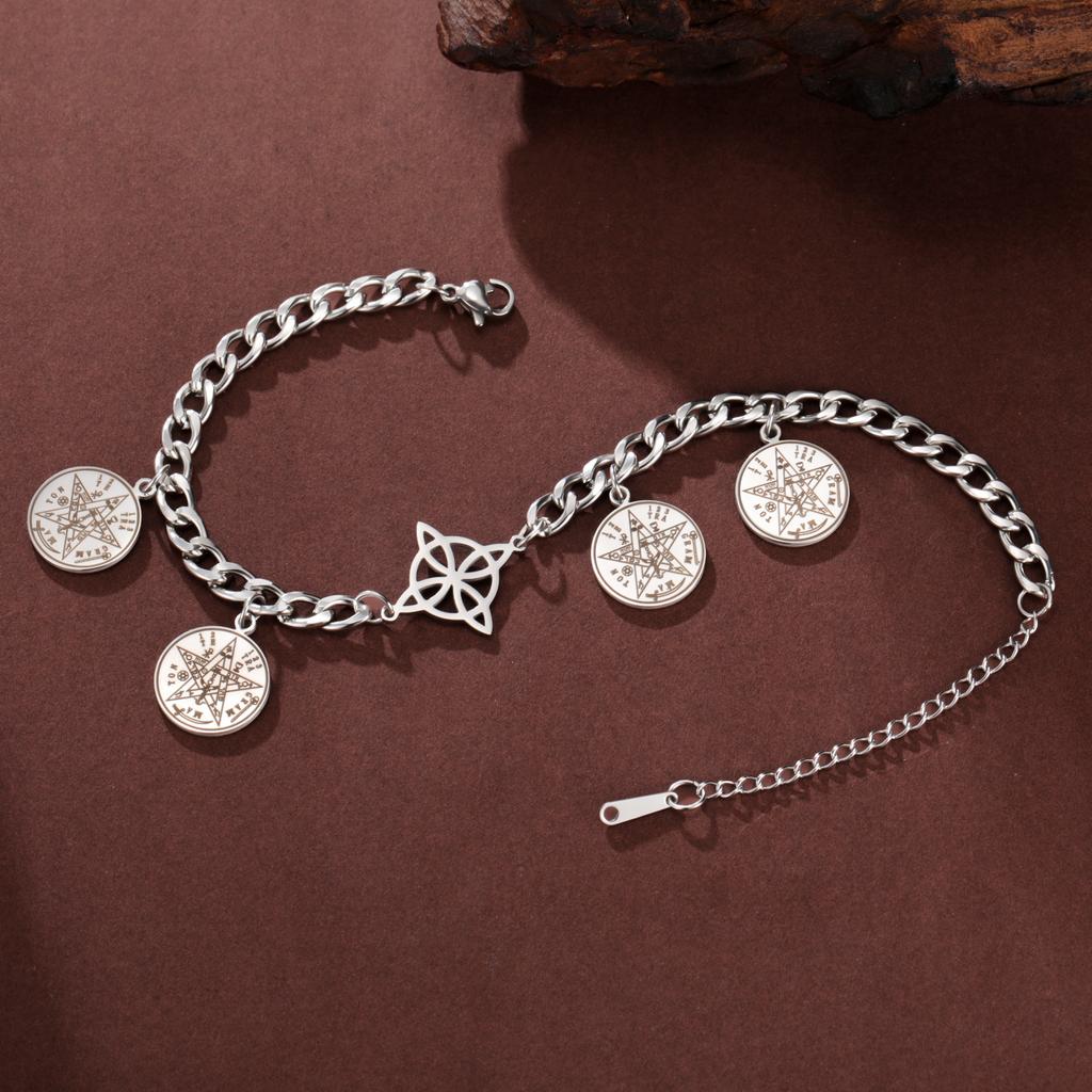 LIKGREAT Pentagram Bracelet Witch Knot Charm Gothic Witchy Y2K Jewelry for Women Stainless Steel Protection Amulet Party Gift