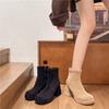 Retro suede short boots women's autumn 2025 new fashionable versatile and thin thick heels fried street thin boots women's trend