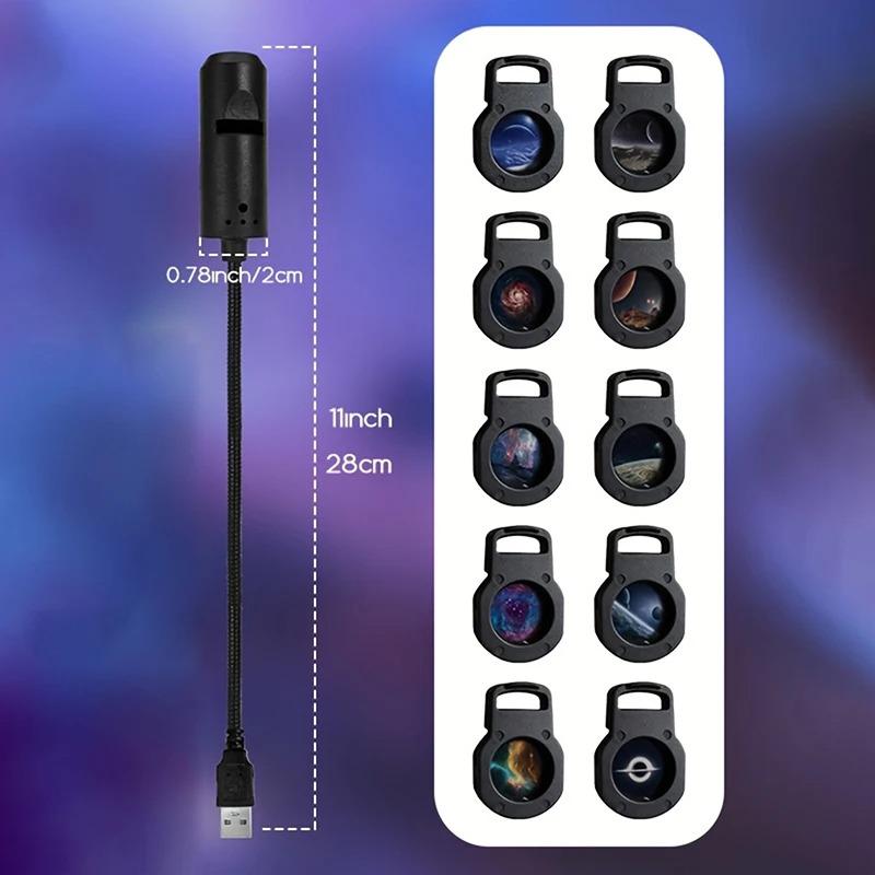 LED-Galaxie-Projektionslicht mit 1 Lampe & 3/6/10 austauschbaren Bildern Sternenhimmel Nachtlicht für Schlafzimmer Zuhause Romantische Atmosphäre Dekoration