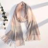 Polyester Knitted Wool Scarf Soft Long Neckscarf with Tassel Soft Classic Plaid Scarf  Women