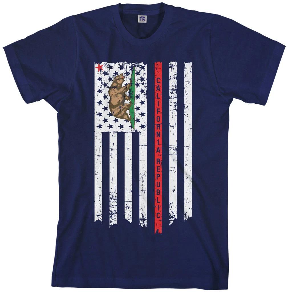 

California State American Flag Men s T shirt Republic Pride 4XL