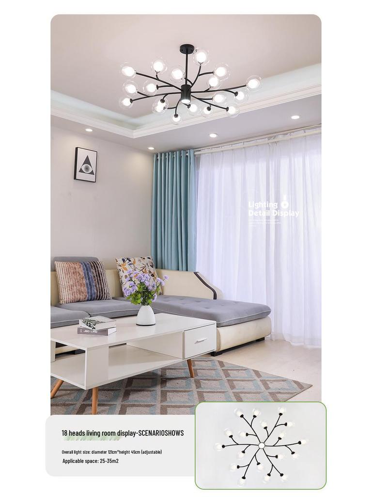 2025 Nordic Minimalist Chandelier: Modern Molecule Design for Living Room, Bedroom & Restaurant