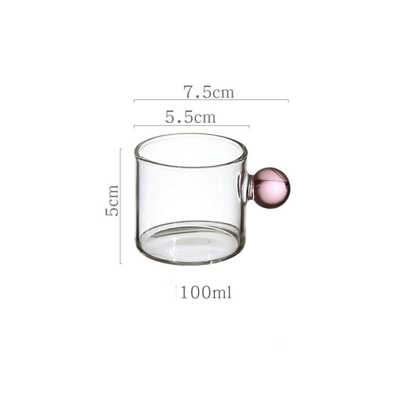 2/1PC 100ml Glass Cup Espresso Cups Home Glass Ball Handle Mini Coffee Latte Cup Tea Water Mug Steak Juice Bucket Table Decor