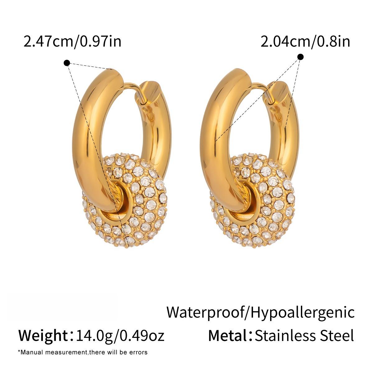 

Yori Hot Style Rhinestones Removable Earrings for Women Summer Trendy Holiday Fashion Charm 18K Golden PVD Jewelry золотистый