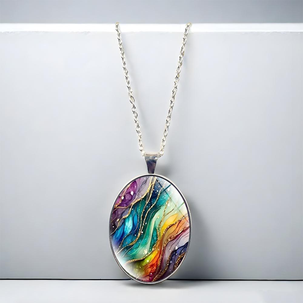 Fantasy Ripple Pattern Oval Women's Jewelry Fashion Pendant Necklace