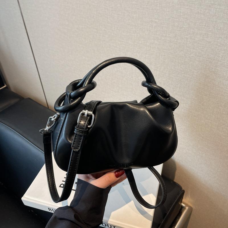 

Premium portable small bag women s new fashion versatile pleated shoulder bag commuter messenger bag чёрный