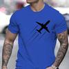 Men's Summer T-Shirts Fashionable Casual Sports Loose Airplane Pattern 3D Printed Tee Neck Short Sleeved Top