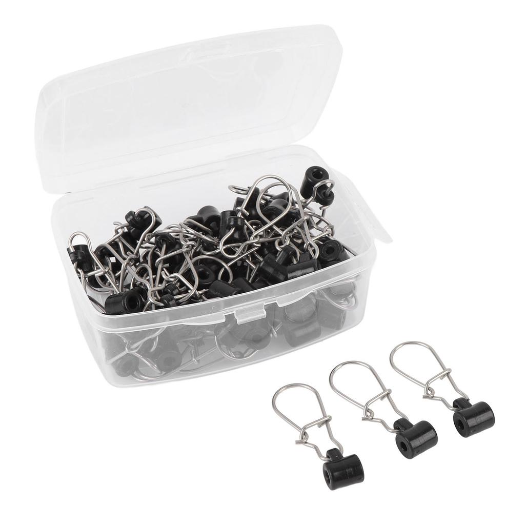 50PCS Fishing Line Sinker Slides Stainless Steel Double Lock Heavy Duty Sinker Slider with Box