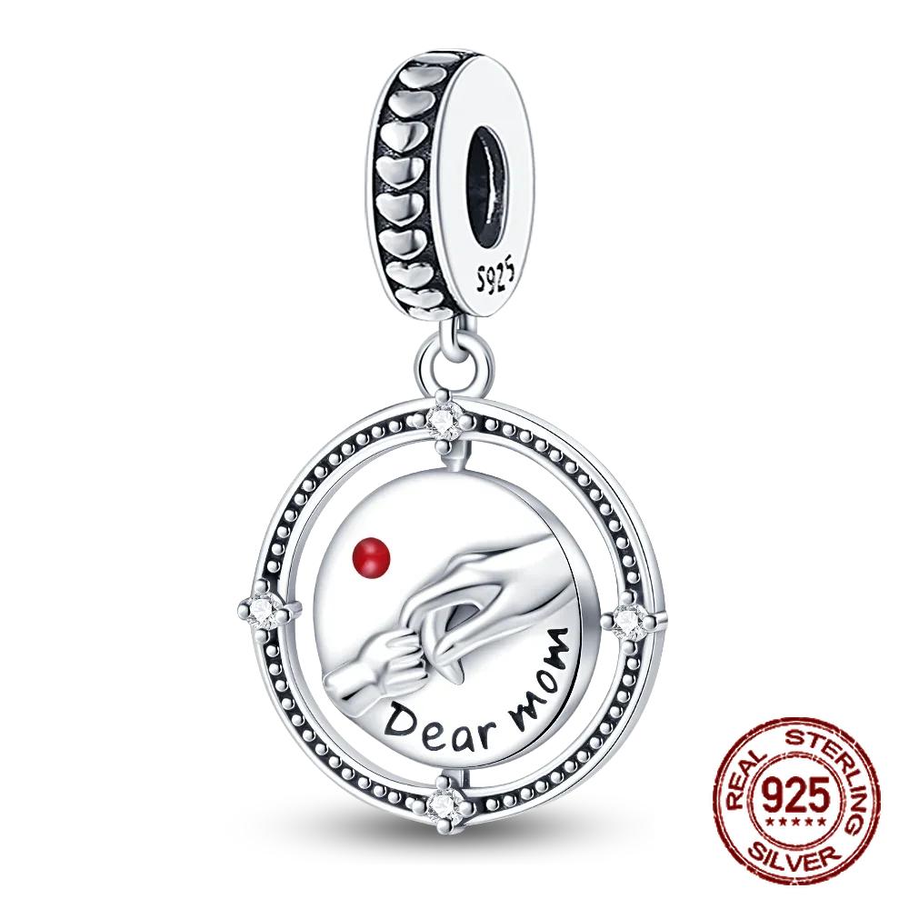 Copper Heart Shaped Daughter Mom Charm Beads Fit 4Mm Hole Diameter Bracelets Fine Diy Mother'S Day Jewelry Gift