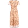 Gentle and Fashionable Printed V-neck Short Sleeved Dress for Women In Summer, Age Reducing and Slimming A-line Skirt