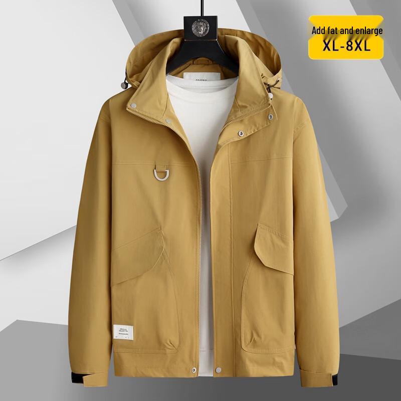 Dibenze Men's Plus Size Detachable Hood Casual Jacket