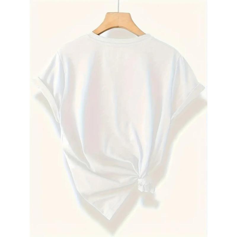 European Size Women's Fashion Print Short Sleeve T-shirt Street Style Daily Wear Pattern Top Trend Design Comfortable Fit Lightweight Fabric