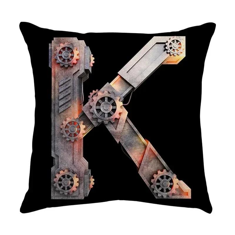 Luxury Home Decor Pillow Cover Car Living Room Sofa Cushion Cover Mechanical Style Letter Pattern Cushion Cover