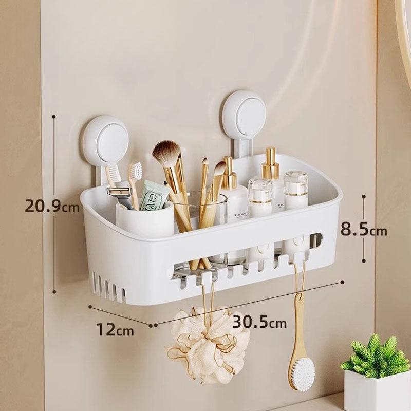 1pcs Shower Caddy Drill-Free with Vacuum Suction Cup Removable Shower Shelf Storage Basket for Shampoo Toiletries, Kitchen