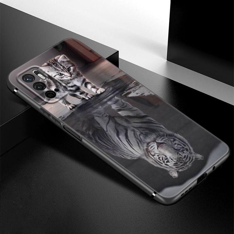 Cute Little Tiger Phone Case For Xiaomi Redmi Note 7 8 8T 9 9S 10 10S 10T 11 11S 4G 11E 11T Pro 5G Soft TPU Black Cover