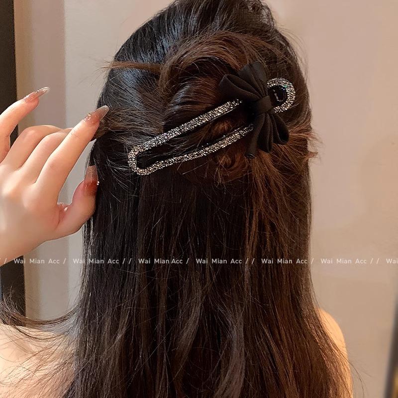 Diamond-encrusted Straight Clip High-end Scratch-off Clip Back of The Head Lazy Person's ClipHair Clip Duckbill Clip Hair Accessory