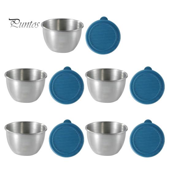 Reusable Dressing Containers for Work Stainless Steel Sauce Cup with Silicone Lid, Small Easy Clean Kids Condiment Container, Dipping Bowl Travel And