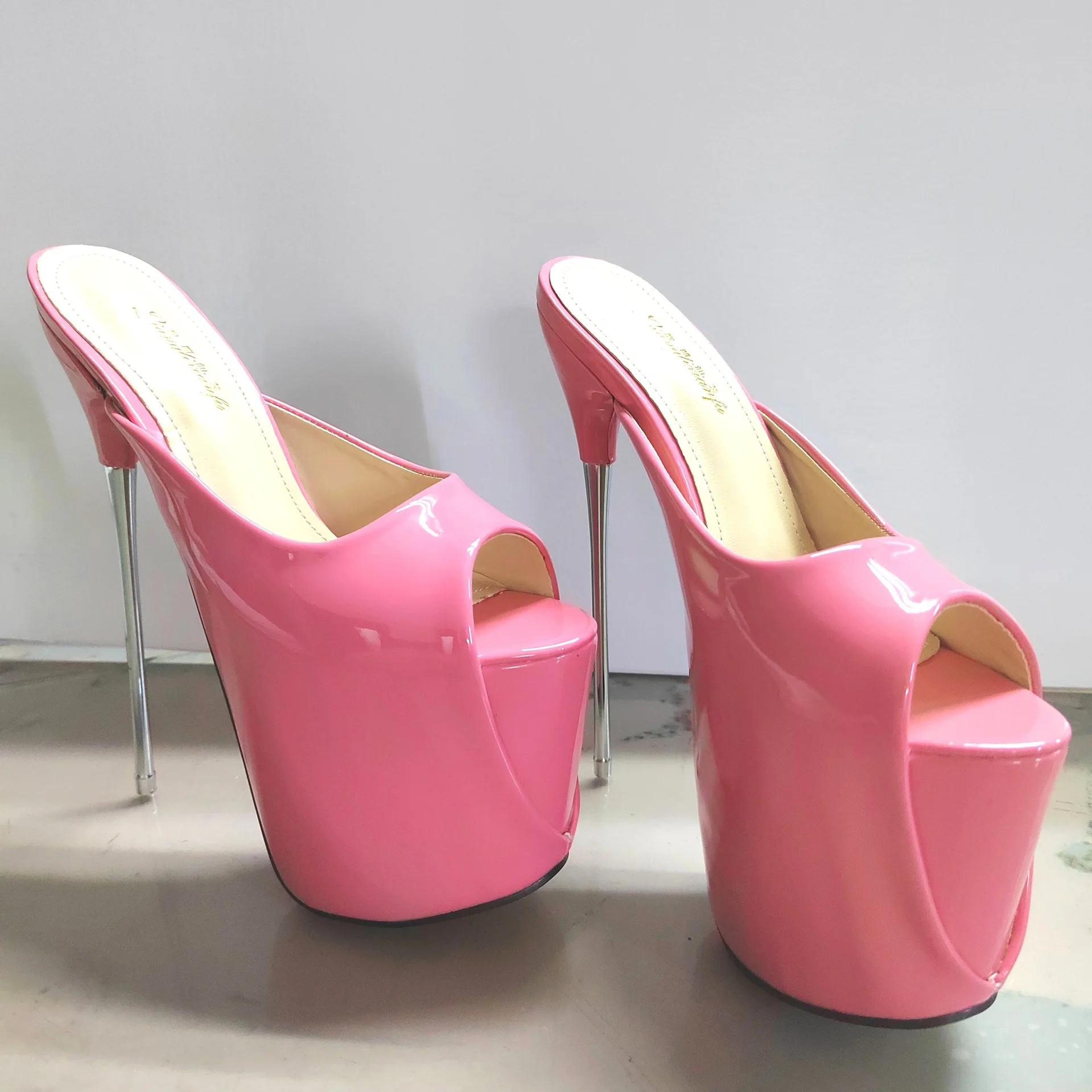 Новые ультра высокие тонкие каблуки 19 см стальной каблук замша красный большой размер тапочки ненависть заоблачные сексуальные женские туфли Босоножки на высоком каблуке 41 персиковый 9440₽