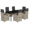Vidaxl 7-Cz. Garden Furniture Set With Cushions, Grey, PE Rattan