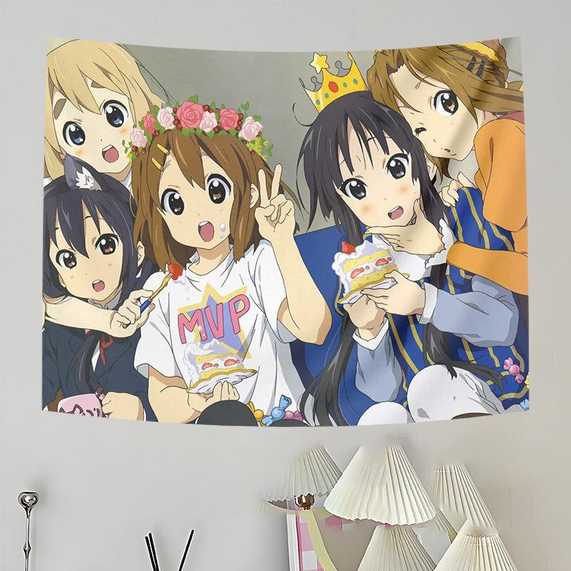 K On Anime Girls Tapestry Casual Daily Cartoon Character Wall Hanging Kawaii Anime Fans Bedroom Decor, Home Decor