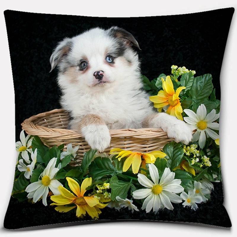 Dog Pattern Square Decorative Pillowcase Living Room Sofa Cushion Pillow  Home Decoration