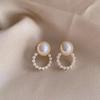 Minimalist Pearl Stud Earrings Women 2026 Fashion Geometric Design Stainless Steel Hypoallergenic