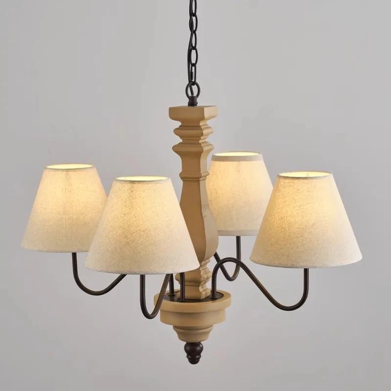 French retro solid wood Pendant lamp bedroom main light living room light Homestayrestaurant interior decoration chandelier