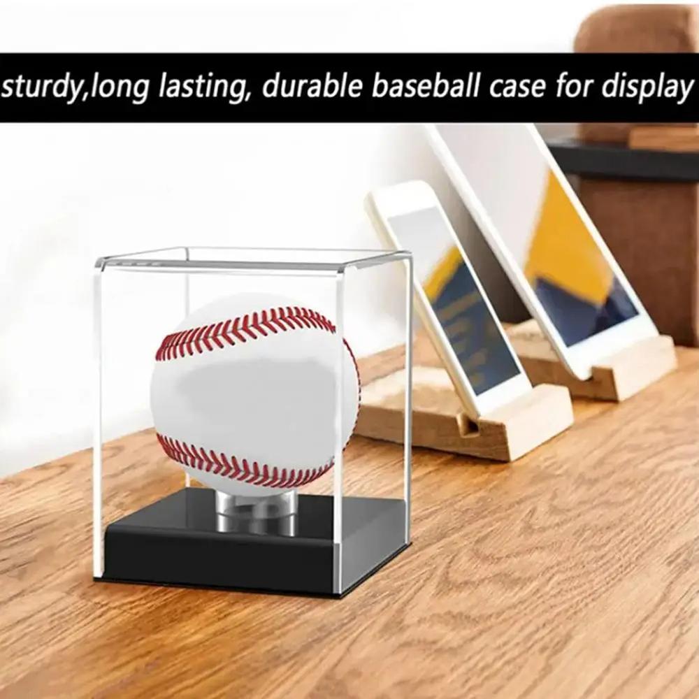 Baseball Display Case with Base Acrylic Clear Golf Tennis Holder Square Cube Ball Protector Souvenir Autograph Display Box