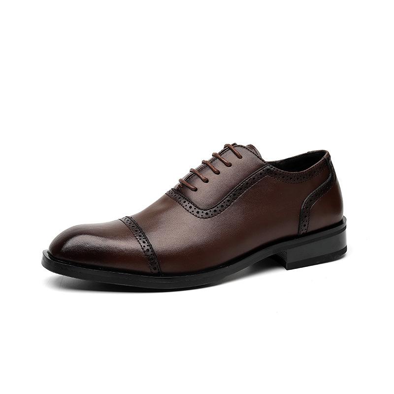

British style polished Brock engraved leather shoes men s business brown casual dress leather shoes 2025 direct sales 8237-R 44 світло-коричневого кольору