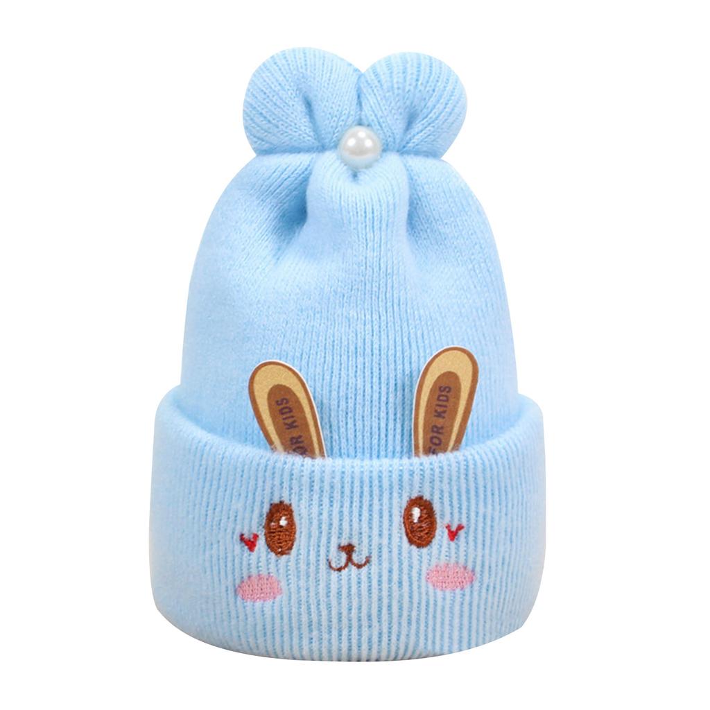 Knitted Baby Hat Girls Boys Winter Hat Windproof Handwoven Bonnet Caps Newborn Hospital Hat Cute Rabbit Ears Crochet Hat