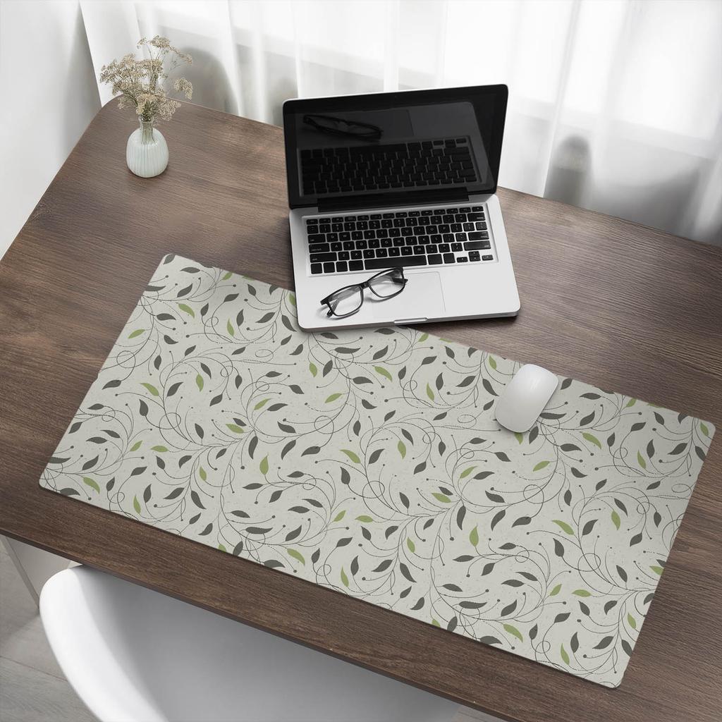 Tabletop Protective Mat with a Fashionable Leafy Plant Print 100x50 cm