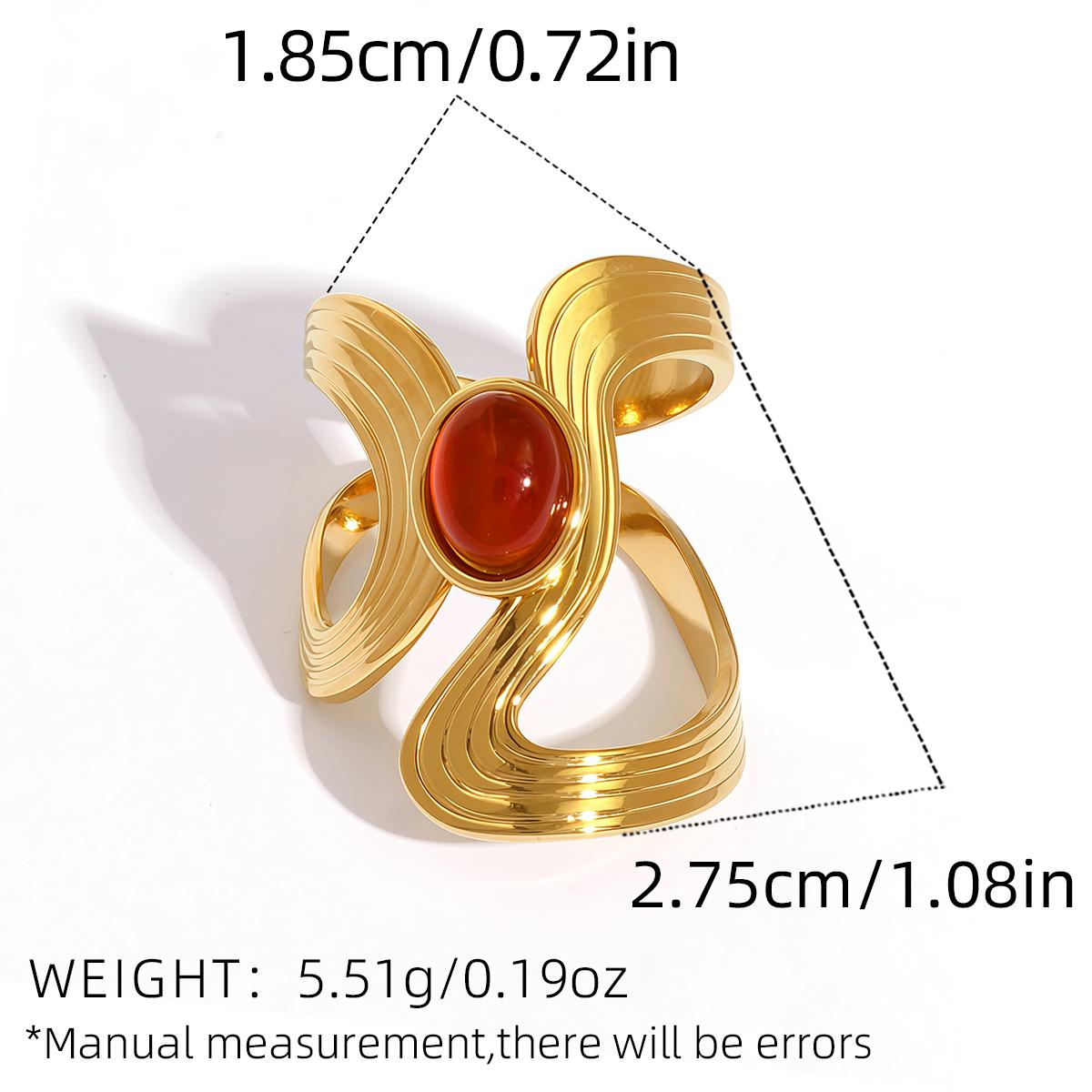 

Stainless Steel Irregular Wave Natural Stone Rings for Women Men Creative 18K Gold Plated Rings Female Statement Zircon Gifts