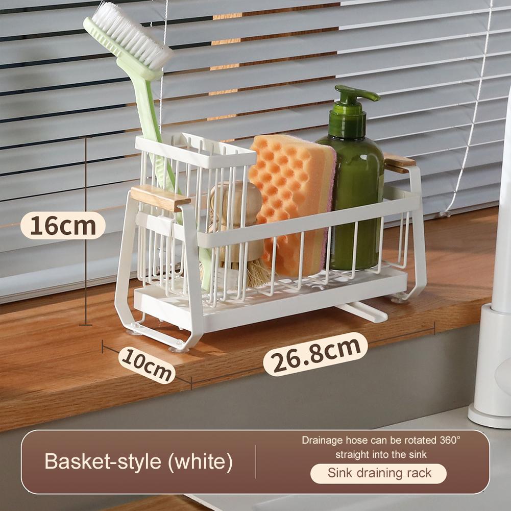 Küchenspülbecken Schwammhalter mit hohem Bürstenhalter Küchenarbeitsplatten-Organizer Multifunktionaler Arbeitsplatten-Spülbecken-Geschirrschwammhalter