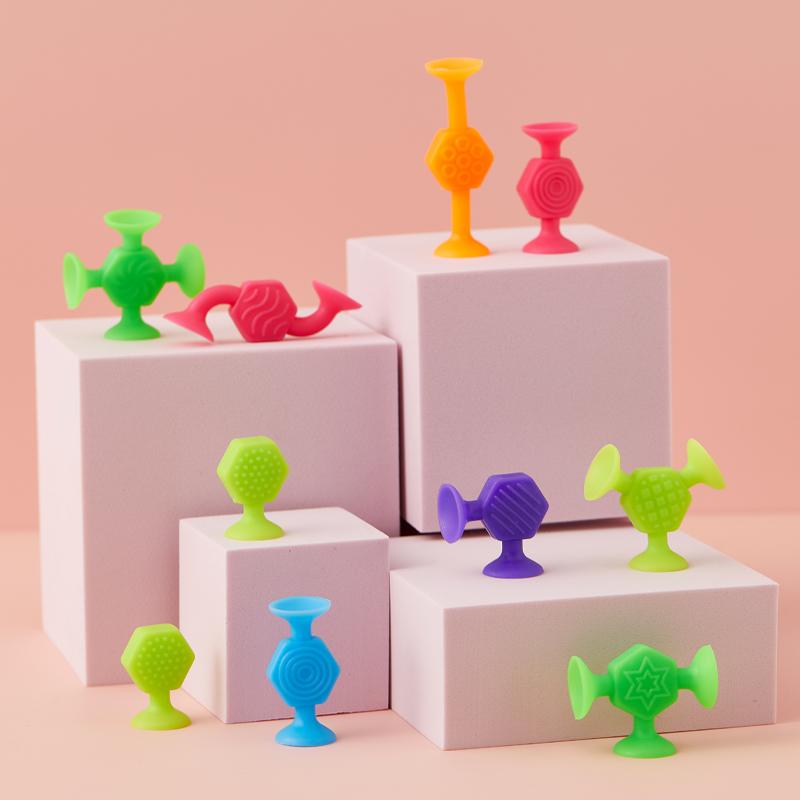 25 szt./zestaw Teksturowane przyssawki Klocki dla dzieci, Klocki przyssawki do układania w stosy do pokoju zabaw, kąpieli i podróży