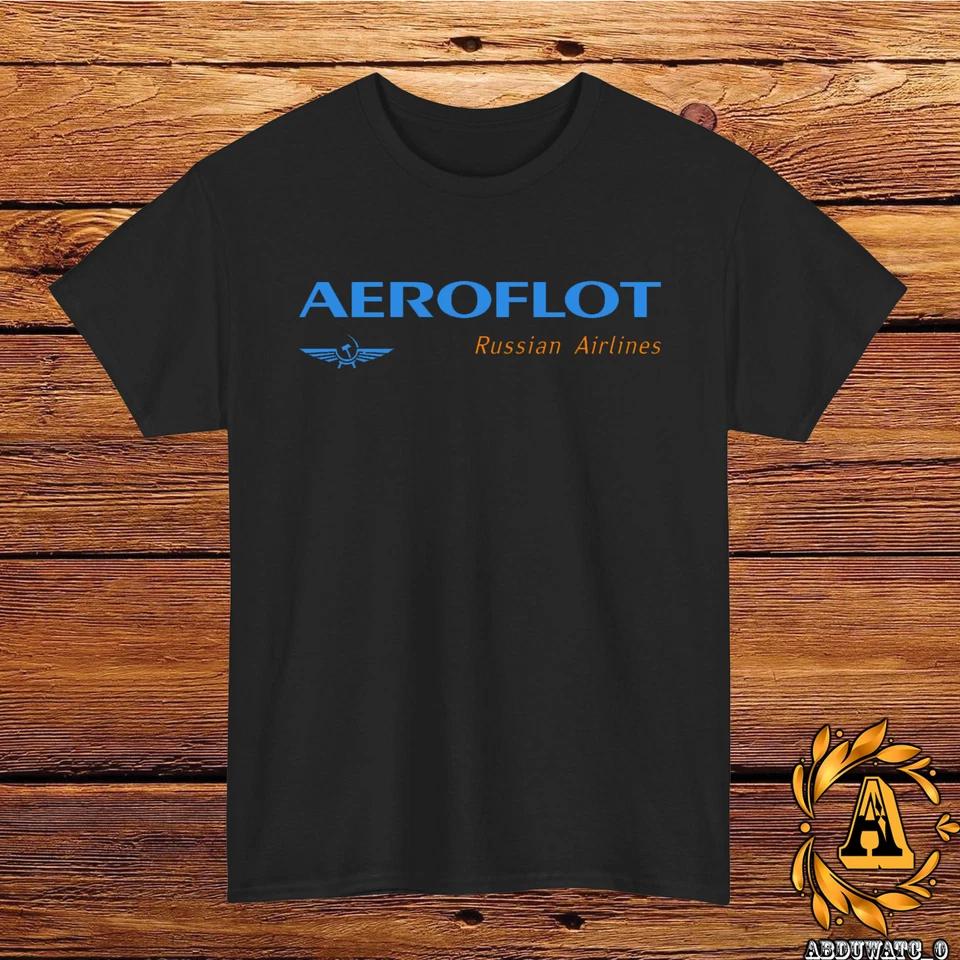 Aeroflot Airlines Logo Mens T-Shirt Cotton Graphic Tee Made in USA S-5XL S