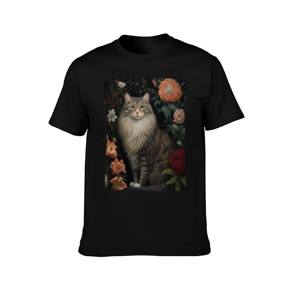 Maine Coon Katze mit Blumen T-Shirt t shirt mann baumwolle baumwolle t-shirt pack T-Shirt