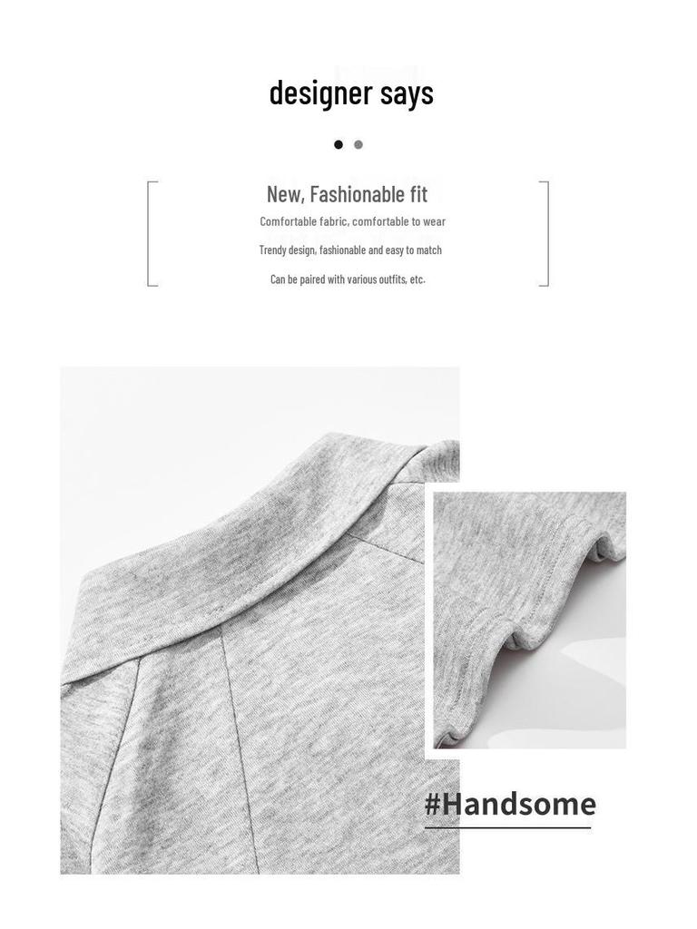 Men's American-Style Heavyweight Hoodie – Casual Lapel, Solid Color, Long Sleeve, for Spring and Autumn.