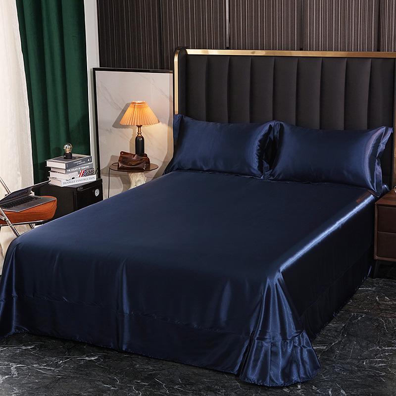 Washable Silk Fitted Sheet Set with Satin Pillowcase & Double Duvet Cover