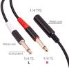 6.35mm To Dual 6.35mm Adapter Audio Cable Double 6.35mm 1/4" Stereo Adapter