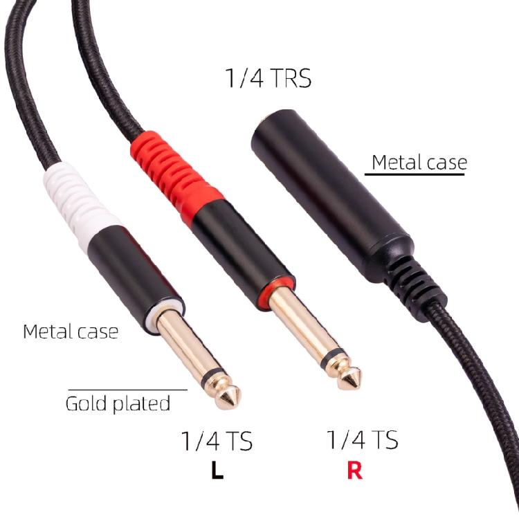 6.35mm To Dual 6.35mm Adapter Audio Cable Double 6.35mm 1/4" Stereo Adapter