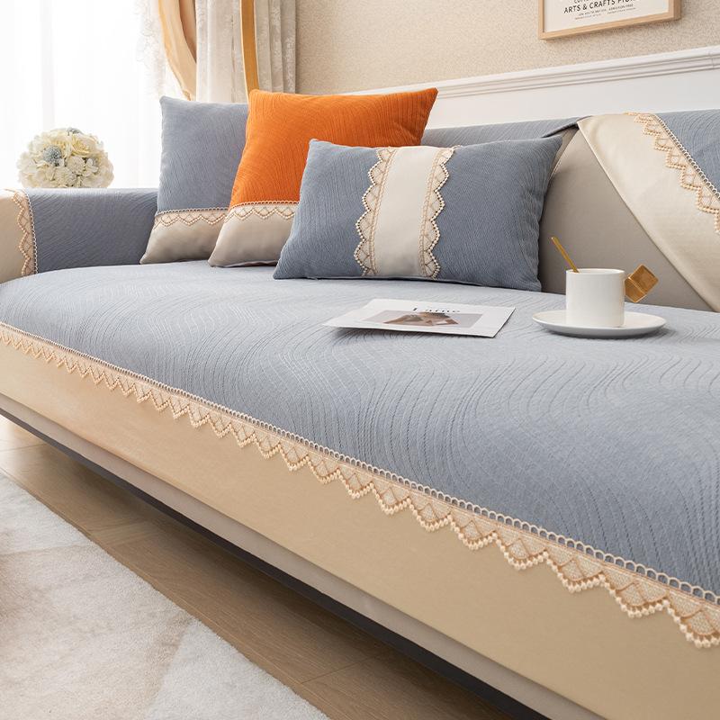 Chenille Sofa Cushion for All Seasons, Modern Light Luxury Anti-slip Cloth Towel, Anti-cat Scratch Sofa Cover, Thickened