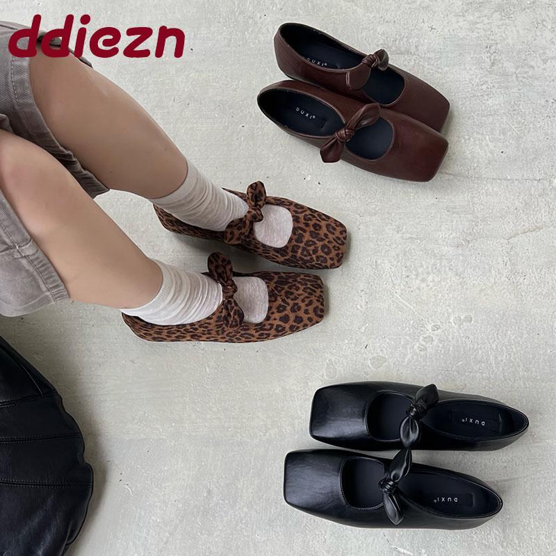 Mode Neue Damen Square Toe Schuhe Damen Ballerinas Slipper Flache Schuhe Flach Mode Schmetterlingsknoten Damen Ballerinas Mit Schuhen