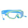 Kids Light Blue Large Frame Waterproof Swim Goggles Non-Fog HD with Nose Clip